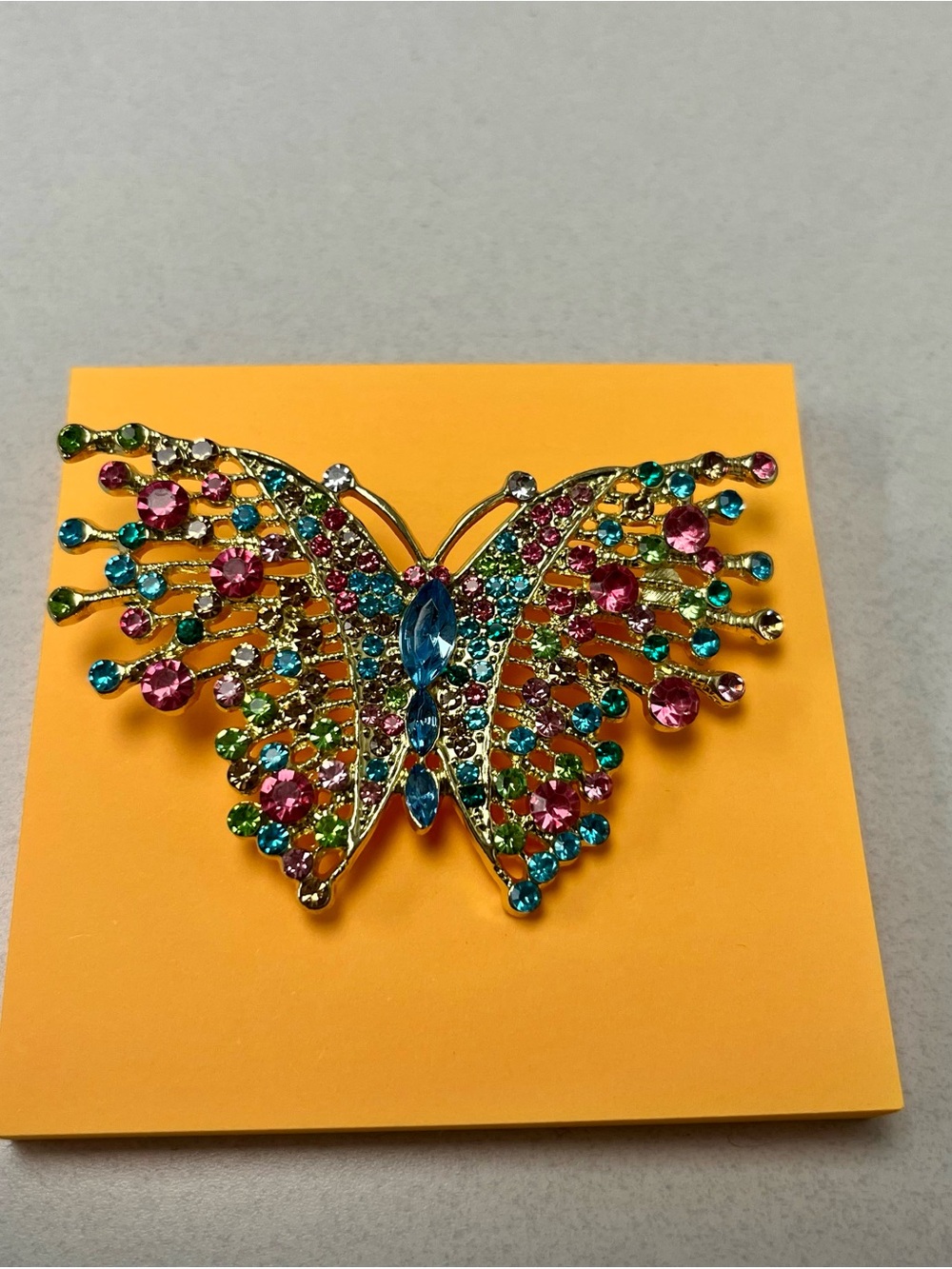 Multicolor Crystal Butterfly Brooch - Women's Jewelry